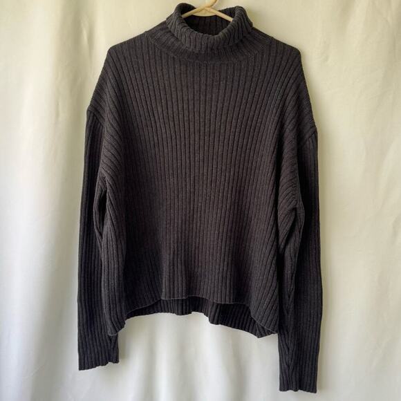 Vintage J.Crew Womens Turtleneck Sweater Size XL Black Y2K Classic Preppy Boho - Picture 1 of 8